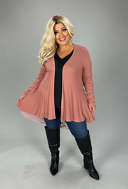 1-36 OT {Sweet Feels} VOCAL Rose Waffle Knit Lace Cardigan  PLUS SIZE XL 2X 3X