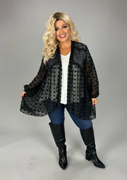 75 OT {This Is The Way} Black Sheer Swiss Dot Cardigan CW  EXTENDED PLUS SIZE 3X 4X 5X