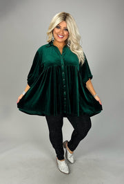 13 SQ {Walking In A Dream} Umgee Emerald Green Velvet Top PLUS SIZE XL 1X 2X