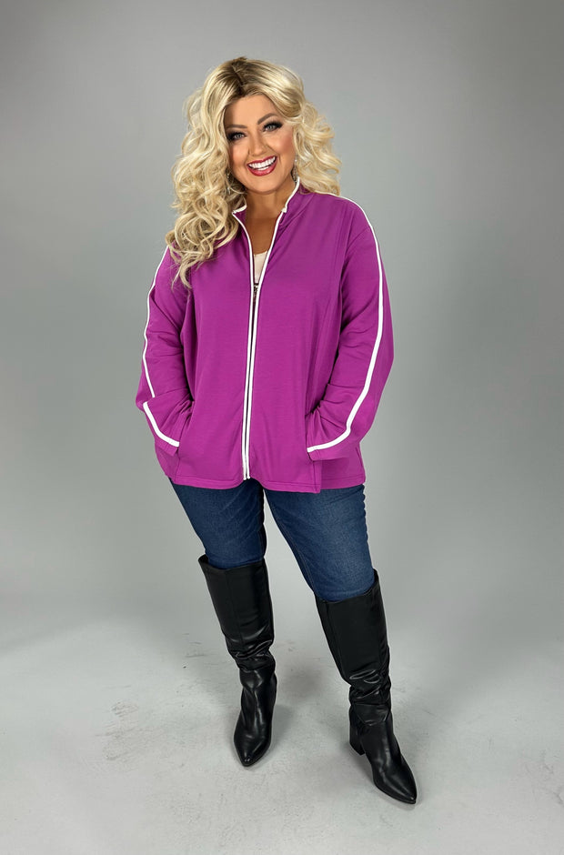 OT-A M-109  {D&D Lifestyle} Plum Zippered Jacket