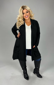 1-25 OT {Can Never Have Enough} Black Duster w/Front Pockets PLUS SIZE 1X 2X 3X