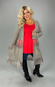 48 OT [Need You Back} VOCAL Mocha Waffle Knit & Lace Cardigan PLUS SIZE 1X 2X 3X