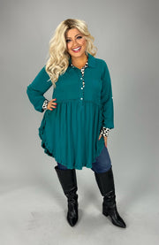 11 CP-Z {Away For A While} Umgee Teal w/Leopard Tunic PLUS SIZE XL 1X 2X