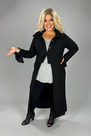 1-1 LD-J {Moment To Admire} Black Ribbed Long Cardigan PLUS SIZE 1X 2X 3X