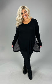 26 SD {Precious Intrigue} VOCAL Black Waffle Knit Stud Top PLUS SIZE XL 2X 3X