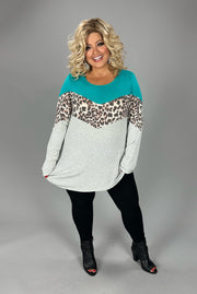 SALE!! 20 CP {Say What You Want} H.Grey Stripe Jade Leopard Top PLUS SIZE XL 2X 3X