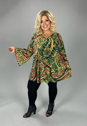 SALE!! 66 PQ {Beyond Compare} Green Paisley V-Neck Tunic EXTENDED PLUS SIZE 3X 4X 5X