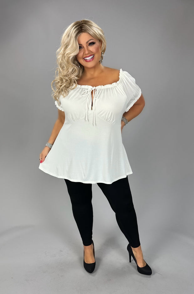 62 SSS-B {Gypsy Sensation} Ivory Babydoll Top PLUS SIZE 1X 2X 3X