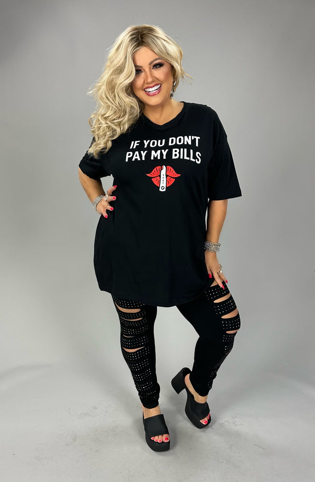 27 GT-Y {If You Don't Pay My Bills} Black Graphic Tee PLUS SIZE 1X 2X 3X