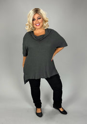 SALE!! 85 SSS-A {Down Home} Charcoal Cowl Neck Top PLUS SIZE XL 2X 3X