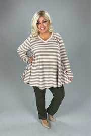 SALE! 40 PLS {Underline The Style} Pink/Grey Stripe Print Top PLUS SIZE XL 2X 3X