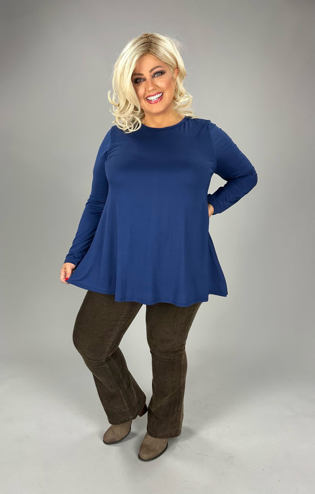 SALE!! 50 SLS-B {The New Staple} Navy "Buttersoft" Long Sleeve Top EXTENDED PLUS SIZE 1X 2X 3X 4X 5X 6X