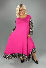 LD-U {Roar For Me} Fuchsia Leopard Print Dress PLUS SIZE XL 2X 3X