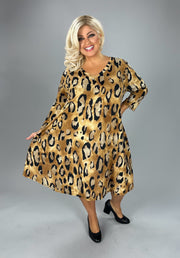 SALE!! 61 PQ {Gold Among Us} Leopard Print V-Neck Dress EXTENDED PLUS SIZE 3X 4X 5X