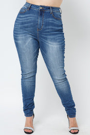 BT {Judy Blue} Medium Blue High Waisted Acid Washed Skinny Jeans