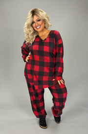 44 SET {Everyday Enjoyment} Red/Black Plaid Print Set EXTENDED SIZE 3X 4X 5X