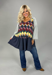 80 HD {Beautiful Soul} Grey Multi Contrast Print Hoodie CURVY BRAND EXTENDED PLUS SIZE 4X 5X 6X