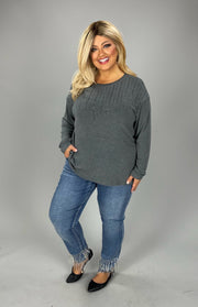 28 SLS [Classy All Around} VOCAL  Studded Gray Round Neck Top PLUS SIZE 1X 2X 3X