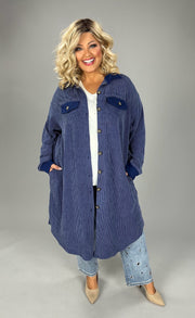 25 OT {Casual Outlook} Navy Striped Button Up Cardigan w/ Pockets  PLUS SIZE XL 2X 3X