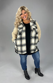 24 OT-B {Class Is In} Umgee Taupe Plaid Shacket PLUS SIZE XL 1X 2X