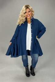 35 SLS {Privileged And Pretty} Denim Blue Button Up Hi-Lo Dress PLUS SIZE XL 1X 2X 3X