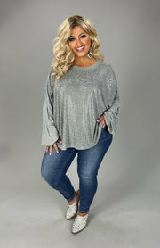 1-45 SD [Twilight Sparkles} VOCAL Gray Front Studded Top PLUS SIZE 1X 2X 3X