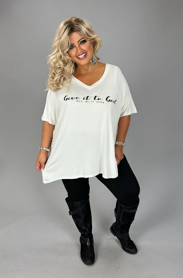 57 GT-A {Give It To God} Ivory V-Neck Tee PLUS SIZE 1X 2X 3X