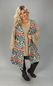 1-60 OT {Wild Visions} Multi Colored Animal Print Vest With Front Pockets