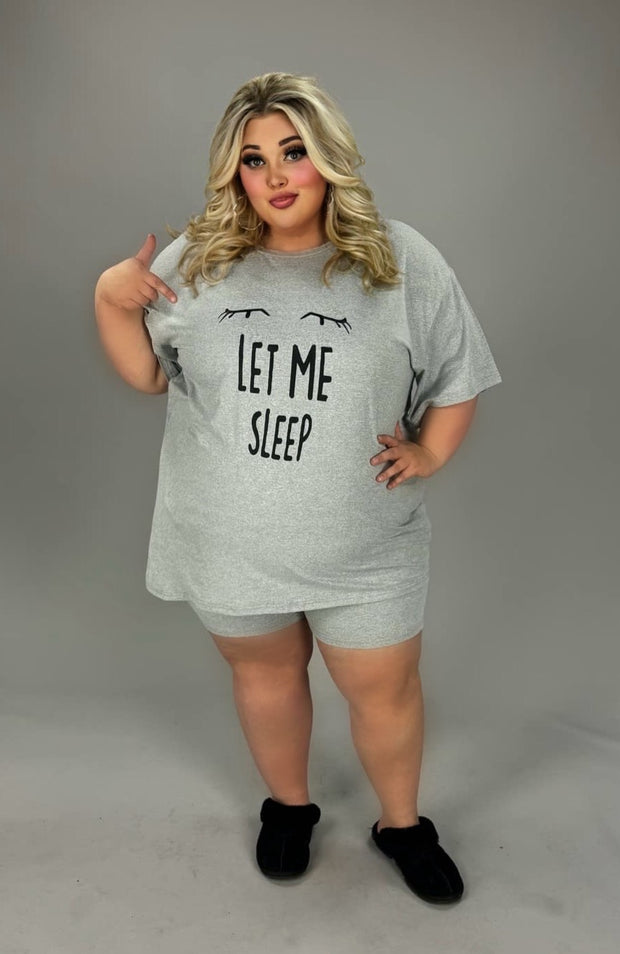 CW Heather Grey "Let Me Sleep" Short Set