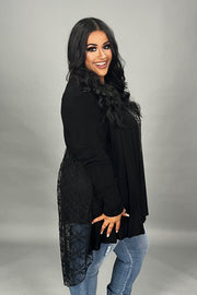 1-36 OT {Gaining Popularity} VOCAL Black Cardigan w/ Lace Back Detail PLUS SIZE 1X 2X 3X