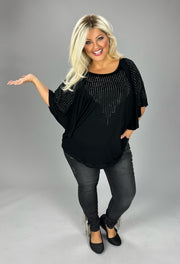 95 SD {Total Stunner} Vocal Black Top w Rhinestone Details PLUS SIZE 1X 2X 3X