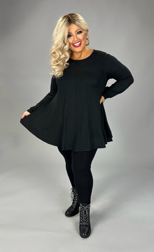 72 SLS-D {Making Life Easy} Black Rounded Hem Tunic  PLUS SIZE 1X 2X 3X 4X 5X