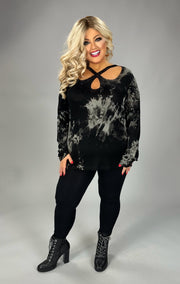 31 PLS {Dream Of The Day} VOCAL Black Tie Dye Cut Out Top PLUS SIZE XL 2X 3X