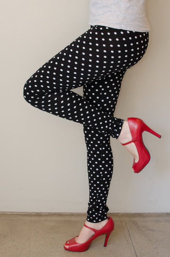 Black leggings with white polka dots hotsell