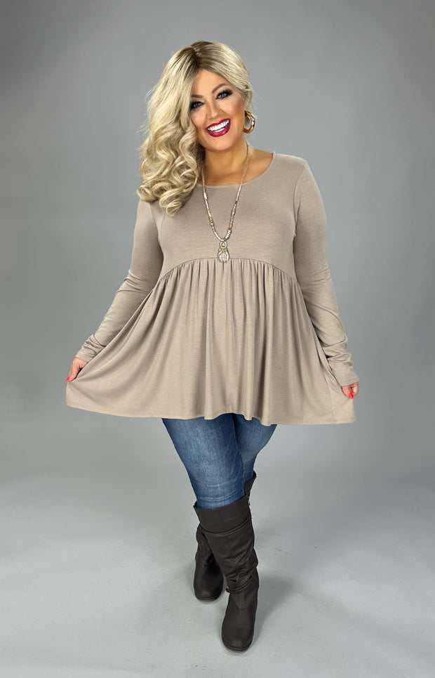 96 SLS-G {Keep It Going} Ash Mocha Babydoll Hi/Low Top PLUS SIZE 1X 2X 3X