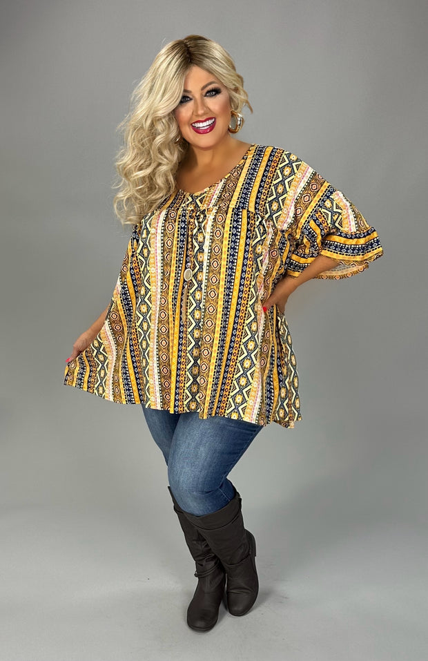 56 PSS {All The Right Things} Yellow Print Ruffle Sleeve Top EXTENDED PLUS SIZE 4X 5X 6X