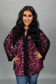 16 SD {Curvy Jewel} Black/Purple Sequins Top PLUS SIZE 1X 2X 3X