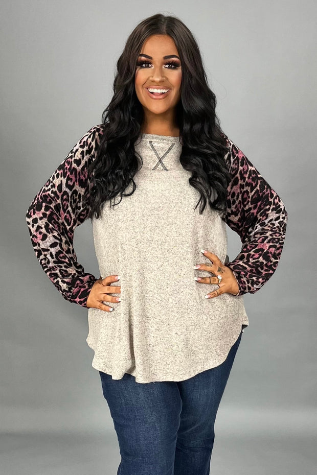 SALE! 28 CP {Feminine Wild} Mocha/Pink Leopard Print Top PLUS SIZE XL 2X 3X