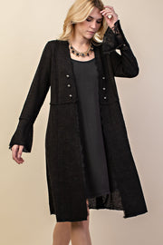 1-47 OT {Main Event} VOCAL Black Lace Trim Long Cardigan PLUS SIZE XL 2X 3X