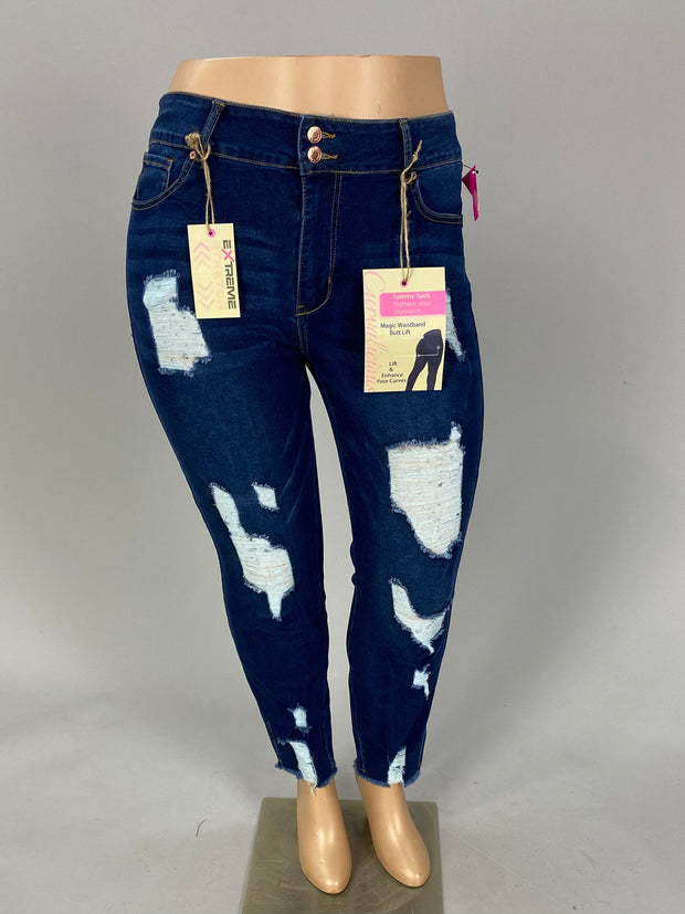 BT-N {Curvalicious} Dark Blue Magic Waist Butt Lift Jeans PLUS SIZE