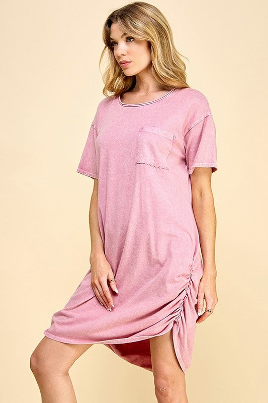 31 SSS {Authentic Moments} Pink T-Shirt Dress w Ruched Sides PLUS SIZE 1X 2X 3X