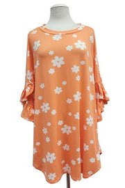 66 PSS {Not Your Common Daisy} Orange Daisy Print Top EXTENDED PLUS SIZE 4X 5X 6X