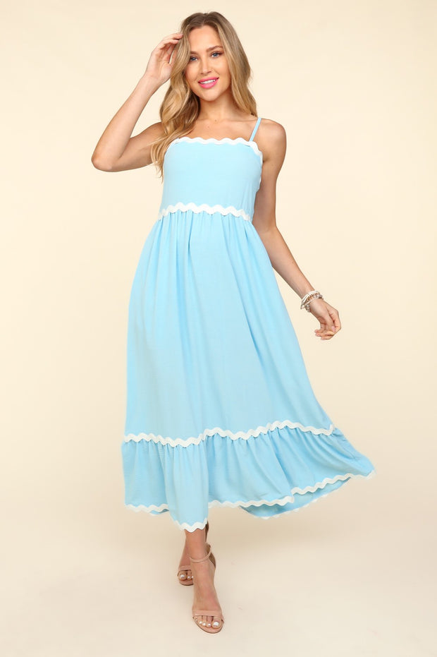 LD-P {Redefining Grace} Sky Blue Maxi Dress w/ White Trim PLUS SIZE 1X 2X 3X