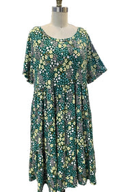 35 PSS {Clear Road To Flowers} Green Floral Tiered Dress CURVY BRAND!!! EXTENDED PLUS SIZE 4X 5X 6X