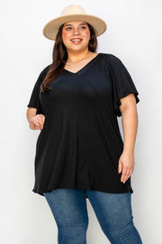 25 SSS {Black In Control} Black V-Neck Tunic  PLUS SIZE 1X 2X 3X