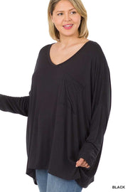 56 SLS {Rushing Love} Black V-Neck Dolman Sleeve Top PLUS SIZE 1X 2X 3X