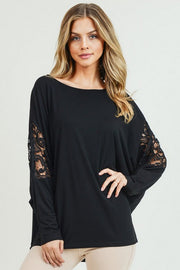 20 SD {Slice Of Lace} Black Top w/Lace PLUS SIZE 1X 2X 3X