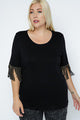 53 SD {Forgot About You} VOCAL Black Top w/ Studded Fringe Sleeves PLUS SIZE XL 2X 3X