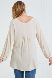 79 SLS {Focus And Win} Oatmeal Waffle Knit Top PLUS SIZE 1X 2X 3X