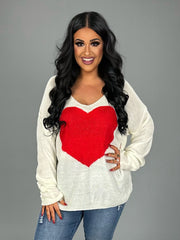 11 GT {Close To My Heart} Ivory Sweater w/Red Heart PLUS SIZE 1X/2X  2X/3X